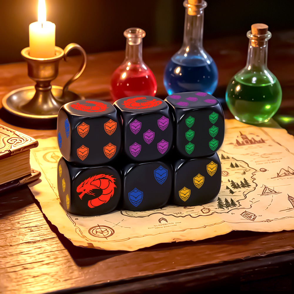 Board Game Rpg - 6 adet ejderha kalkanı Crest çokyüzlü