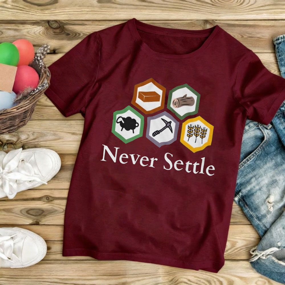 Never Settle Catan Shirt Vinta - Board Game Catan incelemesi ve fiyatı